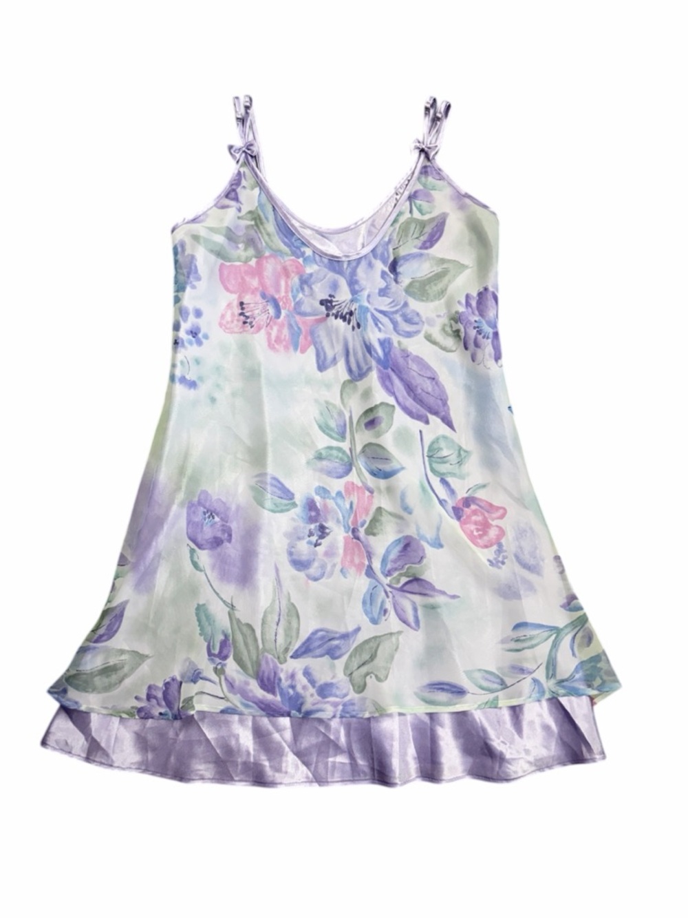 Vintage Bali Studio Floral Purple Watercolor Short Nightgown - Small